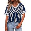 image:imageWIHOLL Womens T Shirts Loose Fit Short Sleeve Tees V Neck Color Block Summer Tops 2026 Fashion S4XLNavy Print
