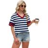 image:imageWIHOLL Womens T Shirts Loose Fit Short Sleeve Tees V Neck Color Block Summer Tops 2026 Fashion S4XLNavy White Striped