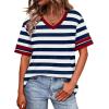 image:imageWIHOLL Womens T Shirts Loose Fit Short Sleeve Tees V Neck Color Block Summer Tops 2026 Fashion S4XLNavy White Striped