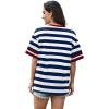 image:imageWIHOLL Womens T Shirts Loose Fit Short Sleeve Tees V Neck Color Block Summer Tops 2026 Fashion S4XLNavy White Striped