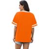 image:imageWIHOLL Womens T Shirts Loose Fit Short Sleeve Tees V Neck Color Block Summer Tops 2026 Fashion S4XLOrange