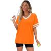 image:imageWIHOLL Womens T Shirts Loose Fit Short Sleeve Tees V Neck Color Block Summer Tops 2026 Fashion S4XLOrange