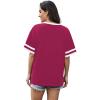 image:imageWIHOLL Womens T Shirts Loose Fit Short Sleeve Tees V Neck Color Block Summer Tops 2026 Fashion S4XLRose Red