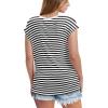image:imageWIHOLL Womens Tank Tops Loose Fit Short Sleeve Black and White Striped Shirt Women Summer Ruched Tops M