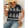 image:imageWIHOLL Womens Tops Dressy Casual Petal Sleeve Summer Spring Short Sleeve V Neck Shirts Work Business Vacation Clothes 2026Boho Black