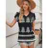 image:imageWIHOLL Womens Tops Dressy Casual Petal Sleeve Summer Spring Short Sleeve V Neck Shirts Work Business Vacation Clothes 2026Boho Black