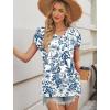 image:imageWIHOLL Womens Tops Dressy Casual Petal Sleeve Summer Spring Short Sleeve V Neck Shirts Work Business Vacation Clothes 2026Boho Blue  White Porcelain