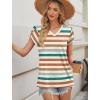 image:imageWIHOLL Womens Tops Dressy Casual Petal Sleeve Summer Spring Short Sleeve V Neck Shirts Work Business Vacation Clothes 2026Color Striped