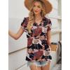 image:imageWIHOLL Womens Tops Dressy Casual Petal Sleeve Summer Spring Short Sleeve V Neck Shirts Work Business Vacation Clothes 2026Floral Black Flowers