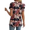 image:imageWIHOLL Womens Tops Dressy Casual Petal Sleeve Summer Spring Short Sleeve V Neck Shirts Work Business Vacation Clothes 2026Floral Black Flowers