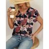 image:imageWIHOLL Womens Tops Dressy Casual Petal Sleeve Summer Spring Short Sleeve V Neck Shirts Work Business Vacation Clothes 2026Floral Black Flowers