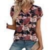 image:imageWIHOLL Womens Tops Dressy Casual Petal Sleeve Summer Spring Short Sleeve V Neck Shirts Work Business Vacation Clothes 2026Floral Black Flowers