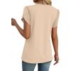 image:imageWIHOLL Womens Tops Dressy Casual Petal Sleeve Summer Spring Short Sleeve V Neck Shirts Work Business Vacation Clothes 2026Khaki