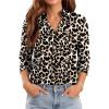 image:imageWIHOLL 34 Length Sleeve Womens Tops Dressy V Neck Collared Shirts Business Casual Work Blouses Summer Vacation Outfits 2026Leopard