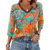image:imageWIHOLL 34 Length Sleeve Womens Tops Lace V Neck Tunic Tops Loose Fit Dressy Casual Shirts BlousesPrint 3