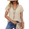 image:imageWIHOLL Summer Tops for Women Dressy Casual Short Sleeve Shirts Business Casual T Shirts Beach Vacation ClothesBeige Waves