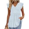 image:imageWIHOLL Womens Summer Tops 2026 Babydoll Shirts Ruffle Sleeve Spring Outfits Dressy Casual BlousesBlue Stripes