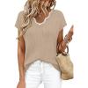 image:imageWIHOLL Womens Summer Tops Cap Sleeve Sweater V Neck Shirts Beach Vacation Clothes Business Casual Fashion Clothing1apricot