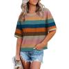 image:imageWIHOLL Womens T Shirts Loose Fit Short Half Sleeve Crew Neck Oversized Tshirts Color Block Summer Tops Fashion 2026Striped Brown