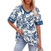 image:imageWIHOLL Womens T Shirts Loose Fit Short Sleeve Tees V Neck Color Block Summer Tops 2026 Fashion S4XLBlue Floral Print