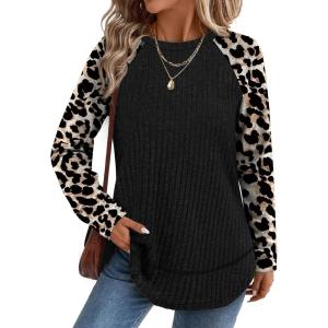 image:imageWIHOLL Long Sleeve Shirts for Women 2026 Fall Sweaters Lightweight Casual Tunic Tops Loose Fit Winter Clothing S2XL1print 1