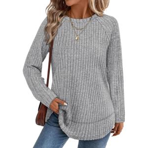 image:imageWIHOLL Long Sleeve Shirts for Women 2026 Fall Sweaters Lightweight Casual Tunic Tops Loose Fit Winter Clothing S2XL2grey