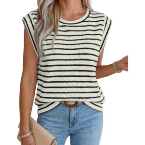 image:imageWIHOLL Womens Sleeveless Vest Striped Tops Muscle Tee Summer Outfits Business Casual T Shirts Trendy Textured Tank Top