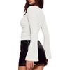 image:imageWIHOLL Bell Sleeve Tops for Women Boat Neck Ruched Ribbed Long Sleeve Fall Shirts for Women 2026All White