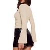 image:imageWIHOLL Bell Sleeve Tops for Women Boat Neck Ruched Ribbed Long Sleeve Fall Shirts for Women 2026Apricot