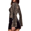 image:imageWIHOLL Bell Sleeve Tops for Women Boat Neck Ruched Ribbed Long Sleeve Fall Shirts for Women 2026Cheetah Leopard Pattern