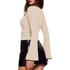 image:imageWIHOLL Bell Sleeve Tops for Women Boat Neck Ruched Ribbed Long Sleeve Fall Shirts for Women 2026Color Block Apricot