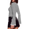 image:imageWIHOLL Bell Sleeve Tops for Women Boat Neck Ruched Ribbed Long Sleeve Fall Shirts for Women 2026Striped Black and White