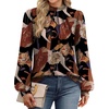 image:imageWIHOLL Long Sleeve Shirts for Women Mock Neck Tops Pleated Front Blouses Dressy Casual Spring Fall Clothes 2026 Fashion01  Floral Printb