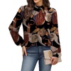 image:imageWIHOLL Long Sleeve Shirts for Women Mock Neck Tops Pleated Front Blouses Dressy Casual Spring Fall Clothes 2026 Fashion01  Floral Printb