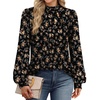 image:imageWIHOLL Long Sleeve Shirts for Women Mock Neck Tops Pleated Front Blouses Dressy Casual Spring Fall Clothes 2026 Fashion01  Rose Floral