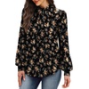 image:imageWIHOLL Long Sleeve Shirts for Women Mock Neck Tops Pleated Front Blouses Dressy Casual Spring Fall Clothes 2026 Fashion01  Rose Floral