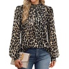 image:imageWIHOLL Long Sleeve Shirts for Women Mock Neck Tops Pleated Front Blouses Dressy Casual Spring Fall Clothes 2026 Fashion02  Leopard Print