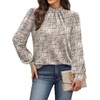 image:imageWIHOLL Long Sleeve Shirts for Women Mock Neck Tops Pleated Front Blouses Dressy Casual Spring Fall Clothes 2026 Fashion03  Beige Black