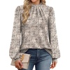 image:imageWIHOLL Long Sleeve Shirts for Women Mock Neck Tops Pleated Front Blouses Dressy Casual Spring Fall Clothes 2026 Fashion03  Beige Black