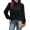 image:imageWIHOLL Long Sleeve Shirts for Women Mock Neck Tops Pleated Front Blouses Dressy Casual Spring Fall Clothes 2026 Fashion03  Black