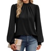 image:imageWIHOLL Long Sleeve Shirts for Women Mock Neck Tops Pleated Front Blouses Dressy Casual Spring Fall Clothes 2026 Fashion03  Black