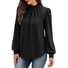 image:imageWIHOLL Long Sleeve Shirts for Women Mock Neck Tops Pleated Front Blouses Dressy Casual Spring Fall Clothes 2026 Fashion03  Black