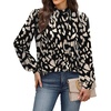 image:imageWIHOLL Long Sleeve Shirts for Women Mock Neck Tops Pleated Front Blouses Dressy Casual Spring Fall Clothes 2026 Fashion03  Black Beige Leopard