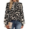 image:imageWIHOLL Long Sleeve Shirts for Women Mock Neck Tops Pleated Front Blouses Dressy Casual Spring Fall Clothes 2026 Fashion03  Black Beige Leopard