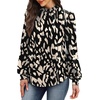 image:imageWIHOLL Long Sleeve Shirts for Women Mock Neck Tops Pleated Front Blouses Dressy Casual Spring Fall Clothes 2026 Fashion03  Black Beige Leopard