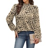 image:imageWIHOLL Long Sleeve Shirts for Women Mock Neck Tops Pleated Front Blouses Dressy Casual Spring Fall Clothes 2026 Fashion03  Taupe Black Dots