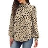 image:imageWIHOLL Long Sleeve Shirts for Women Mock Neck Tops Pleated Front Blouses Dressy Casual Spring Fall Clothes 2026 Fashion03  Taupe Black Dots