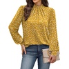 image:imageWIHOLL Long Sleeve Shirts for Women Mock Neck Tops Pleated Front Blouses Dressy Casual Spring Fall Clothes 2026 Fashion03  Yellow Polka Dots