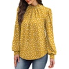 image:imageWIHOLL Long Sleeve Shirts for Women Mock Neck Tops Pleated Front Blouses Dressy Casual Spring Fall Clothes 2026 Fashion03  Yellow Polka Dots