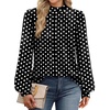image:imageWIHOLL Long Sleeve Shirts for Women Mock Neck Tops Pleated Front Blouses Dressy Casual Spring Fall Clothes 2026 Fashion04  Black Polka Dot